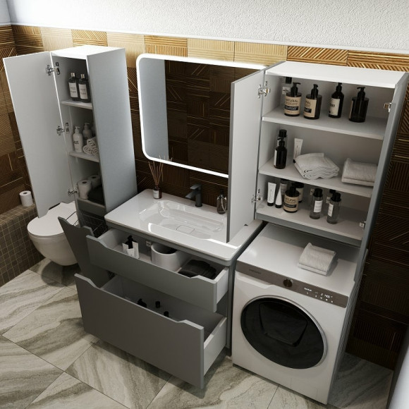 Тумба под раковину Style Line Марелла 90 Люкс Plus СС-00002418 Серый матовый антискрейтч Тумба под раковину Style Line Марелла 90 Люкс Plus СС-00002418 Серый матовый антискрейтч