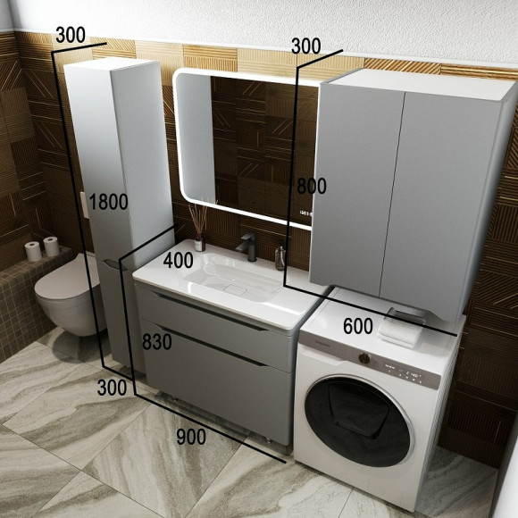 Тумба под раковину Style Line Марелла 90 Люкс Plus СС-00002418 Серый матовый антискрейтч Тумба под раковину Style Line Марелла 90 Люкс Plus СС-00002418 Серый матовый антискрейтч