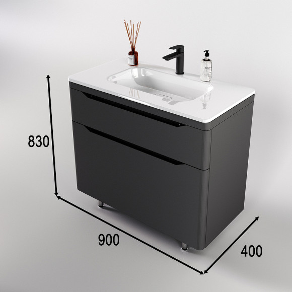 Тумба под раковину Style Line Марелла 90 Люкс Plus СС-00002418 Серый матовый антискрейтч Тумба под раковину Style Line Марелла 90 Люкс Plus СС-00002418 Серый матовый антискрейтч