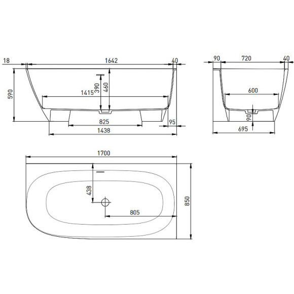 Ванна из искусственного камня Salini Sofia Corner Right 170х85 102524M Белая матовая
