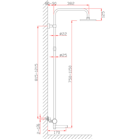 Душевая система Bronze de Luxe Avantgarde 2039RH Черная Красная Душевая система Bronze de Luxe Avantgarde 2039RH Черная Красная