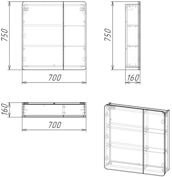 Зеркальный шкаф Grossman Талис 70 207006 Бетон пайн Зеркальный шкаф Grossman Талис 70 207006 Бетон пайн