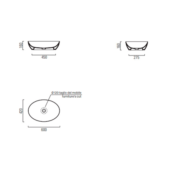 Раковина-чаша GSI Pura 60 884217 Cenere opaco Раковина-чаша GSI Pura 60 884217 Cenere opaco