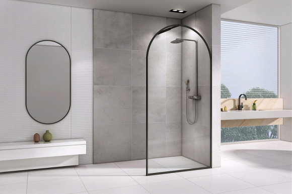 Душевая перегородка Abber Immer Offen 120 AG64120B профиль Черный стекло прозрачное Душевая перегородка Abber Immer Offen 120 AG64120B профиль Черный стекло прозрачное