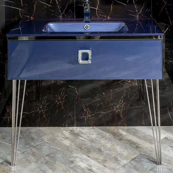 Тумба под раковину Boheme Armadi Art Lucido 100 770-100-BL подвесная Насыщенный синий