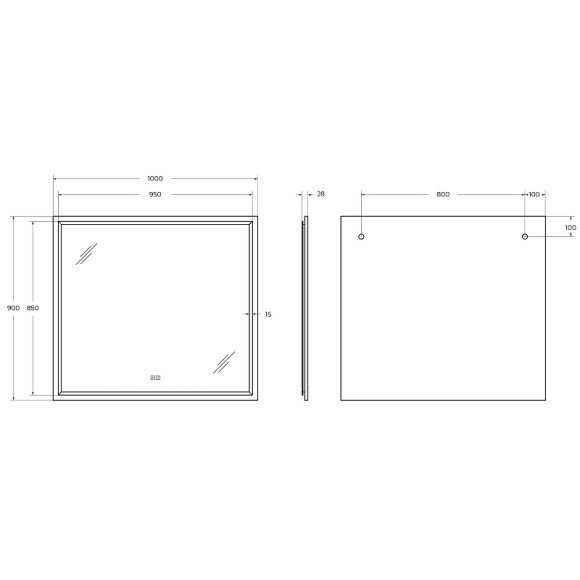 Зеркало Cezares Interni 100 CZR-SPC-INT-1000-900-LED-TCH-WARM-TIT с подсветкой Титан с сенсорным выключателем и подогревом
