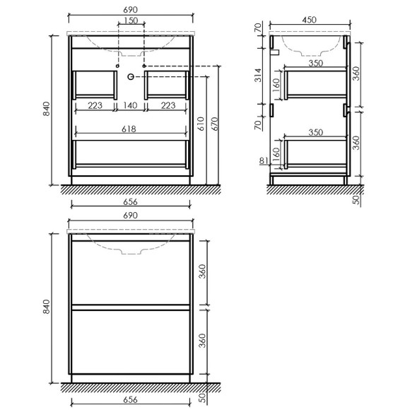 Тумба под раковину Sancos Libra Floor 70 LB70FW Белый глянец Тумба под раковину Sancos Libra Floor 70 LB70FW Белый глянец