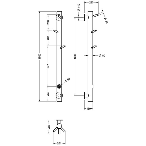 Электрический полотенцесушитель Boheme Uno 724-NB Никель Электрический полотенцесушитель Boheme Uno 724-NB Никель
