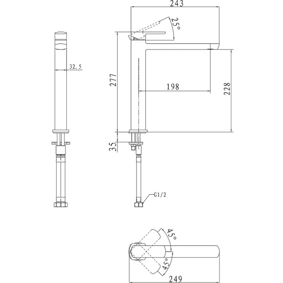 Смеситель для раковины Kaiser Saga 53033 Хром