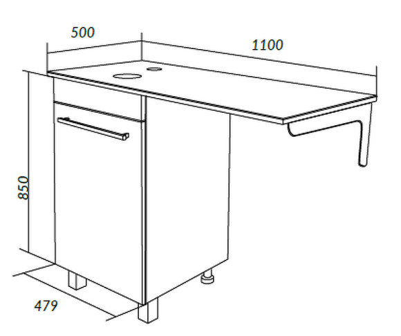 Столешница под раковину 1MarKa Wash 110 Ц0000004099 над стиральной машиной Дуб сонома