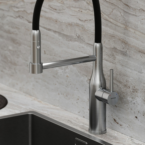 Смеситель для кухни Sancos Pride SC4011BNG Нержавеющая сталь Черный