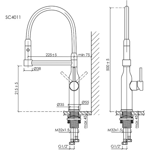 Смеситель для кухни Sancos Pride SC4011BNG Нержавеющая сталь Черный