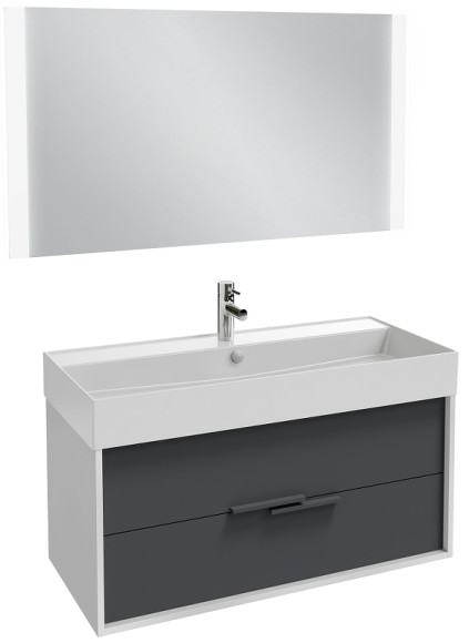 Тумба под раковину Jacob Delafon Vivienne 100 EB1585-N18-S40 подвесная Белая Серая Тумба под раковину Jacob Delafon Vivienne 100 EB1585-N18-S40 подвесная Белая Серая