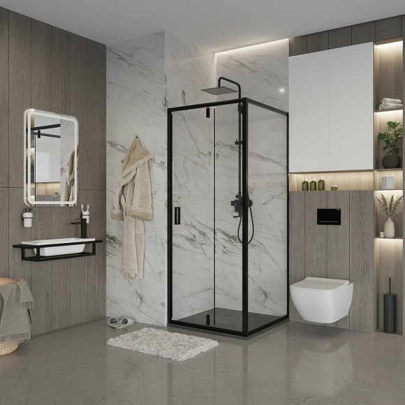 Душевой уголок Niagara Nova 80х90 NG-83-8AB-A90B профиль Черный стекло прозрачное Душевой уголок Niagara Nova 80х90 NG-83-8AB-A90B профиль Черный стекло прозрачное