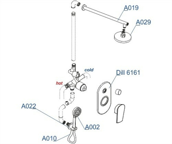 Душевая система WasserKRAFT Dill A16629 Хром