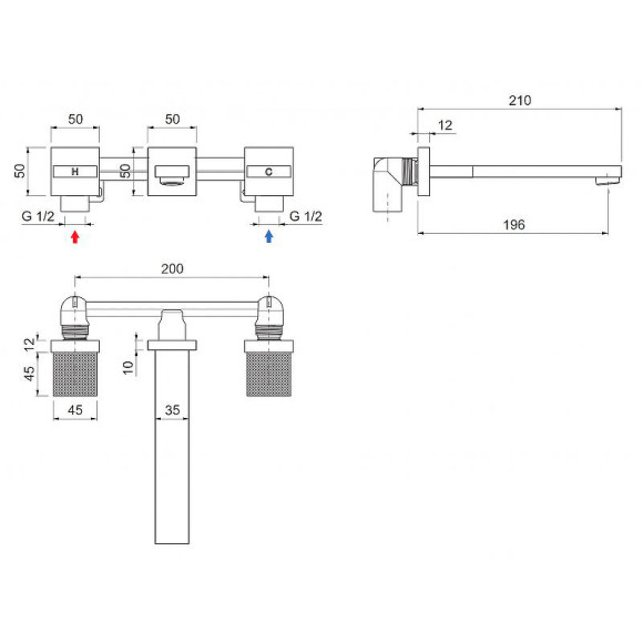 Смеситель для раковины Cezares Prizma PRIZMA-BLI3-03/24 Золото 24 карат