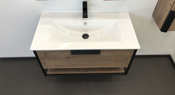 Тумба с раковиной Comforty Бонн 90 00-00003466 подвесная Дуб темный