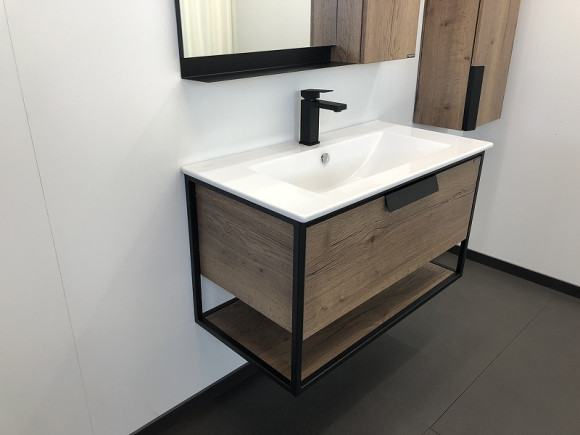 Тумба с раковиной Comforty Бонн 90 00-00003466 подвесная Дуб темный