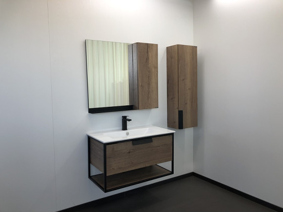 Тумба с раковиной Comforty Бонн 90 00-00003466 подвесная Дуб темный