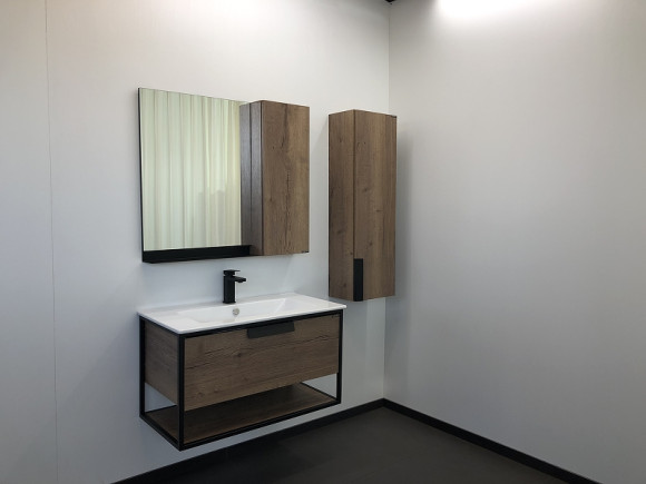 Тумба с раковиной Comforty Бонн 90 00-00003466 подвесная Дуб темный