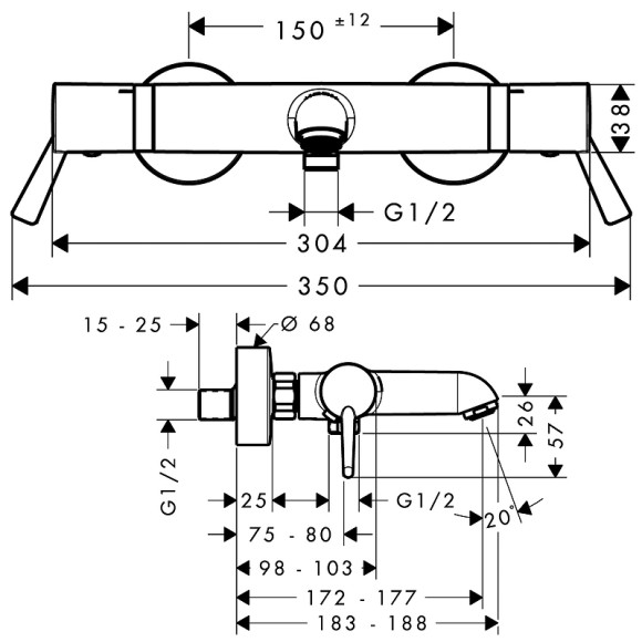 Смеситель для ванны Hansgrohe Ecostat Comfort Care 13115000 с термостатом Хром