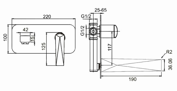 Смеситель для раковины Boheme Venturo 375-SGM Оружейная сталь глянцевая