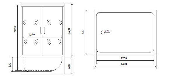 Душевой бокс Timo Lux 148x82 TL-1505 с гидромассажем Душевой бокс Timo Lux 148x82 TL-1505 с гидромассажем