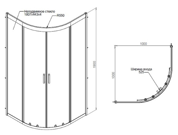 Душевой уголок AM.PM Gem W90G-401-100WT Профиль матовый хром, стекло прозрачное Душевой уголок AM.PM Gem W90G-401-100WT Профиль матовый хром, стекло прозрачное
