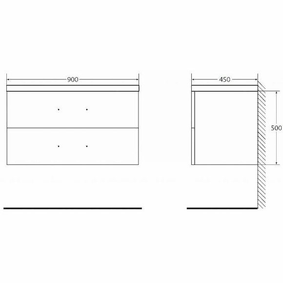 Тумба под раковину BelBagno Aurora 90 AURORA-900-2C-SO-BL подвесная Bianco Lucido