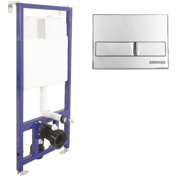 Комплект унитаза BelBagno Amanda BB051CHR+BB051SC с инсталляцией Berges Novum L3 040213 с сиденьем Микролифт и клавишей смыва Хром