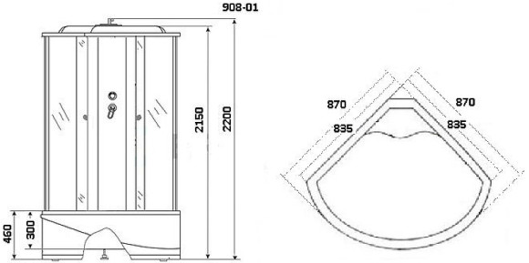 Душевая кабина Niagara Ultra 90x90 NG-908-01 с гидромассажем Душевая кабина Niagara Ultra 90x90 NG-908-01 с гидромассажем