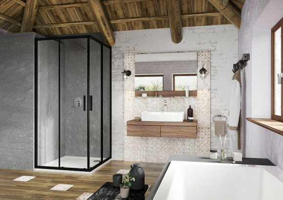 Душевой уголок Ravak Blix BLSRV2-80 80x80 X1LM40300Z1 профиль Черный стекло Transparent Душевой уголок Ravak Blix BLSRV2-80 80x80 X1LM40300Z1 профиль Черный стекло Transparent