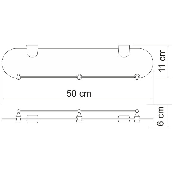 Стеклянная полка WasserKRAFT Berkel K-6844 Хром