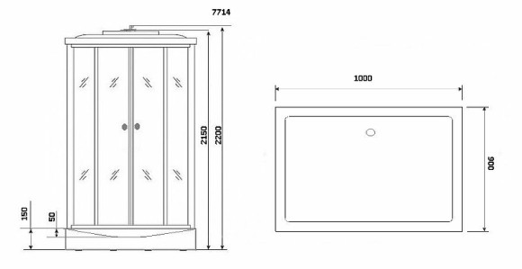 Душевая кабина Niagara Luxe NG-7714W 100x90 с гидромассажем Душевая кабина Niagara Luxe NG-7714W 100x90 с гидромассажем