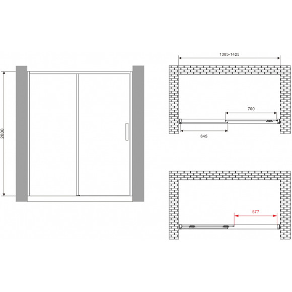 Душевая дверь Abber Komfort 140 AG93140B профиль Черный стекло прозрачное Душевая дверь Abber Komfort 140 AG93140B профиль Черный стекло прозрачное