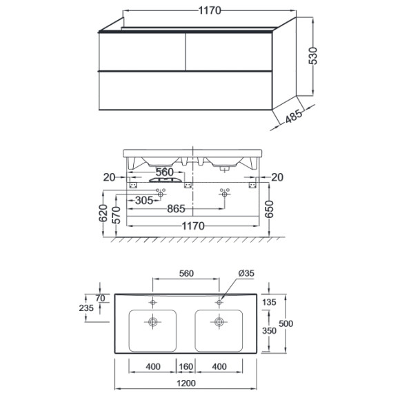 Тумба под раковину Jacob Delafon Odeon Up 120 EB892-N18 подвесная Белая