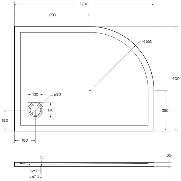 Душевой поддон из искусственного камня BelBagno Uno 120x90 R TRAY-MR-UNO-RH-120/90-550-35-W-R-CR Белый Душевой поддон из искусственного камня BelBagno Uno 120x90 R TRAY-MR-UNO-RH-120/90-550-35-W-R-CR Белый