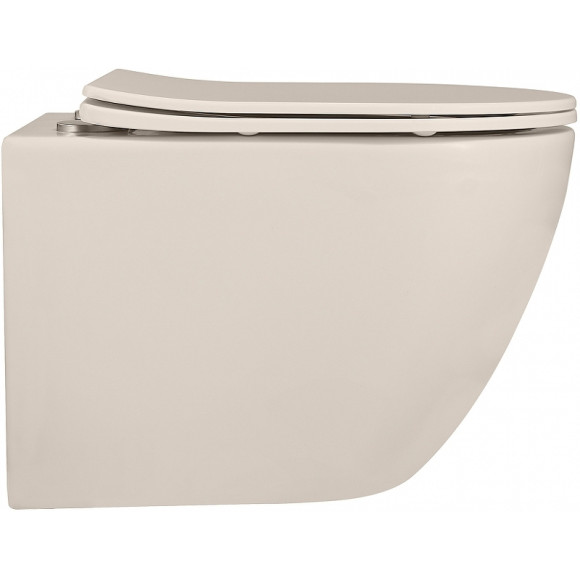 Унитаз Abber Bequem AC1101MBE подвесной Бежевый матовый с сиденьем Микролифт Унитаз Abber Bequem AC1101MBE подвесной Бежевый матовый с сиденьем Микролифт