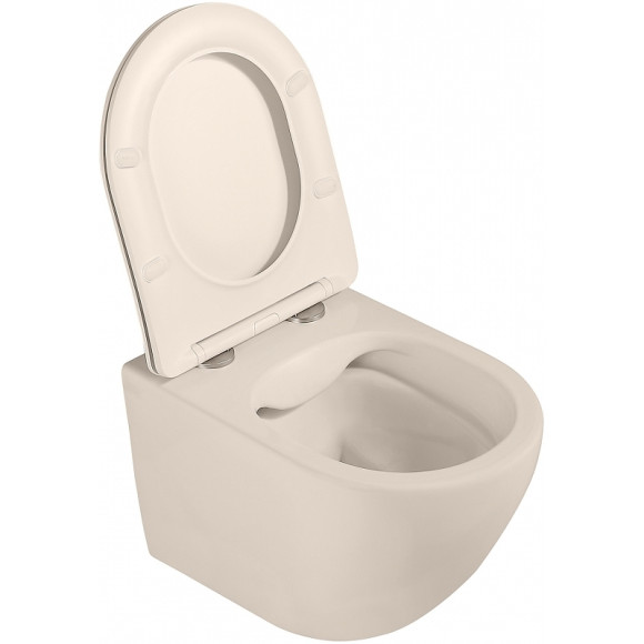 Унитаз Abber Bequem AC1101MBE подвесной Бежевый матовый с сиденьем Микролифт Унитаз Abber Bequem AC1101MBE подвесной Бежевый матовый с сиденьем Микролифт