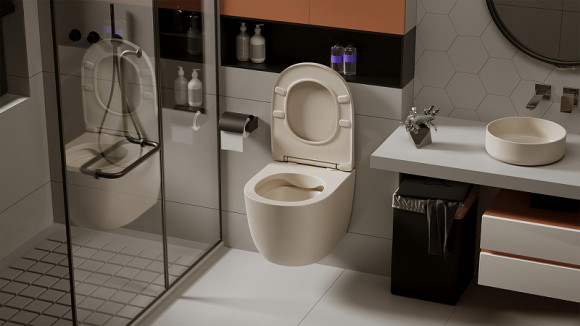 Унитаз Abber Bequem AC1101MBE подвесной Бежевый матовый с сиденьем Микролифт Унитаз Abber Bequem AC1101MBE подвесной Бежевый матовый с сиденьем Микролифт