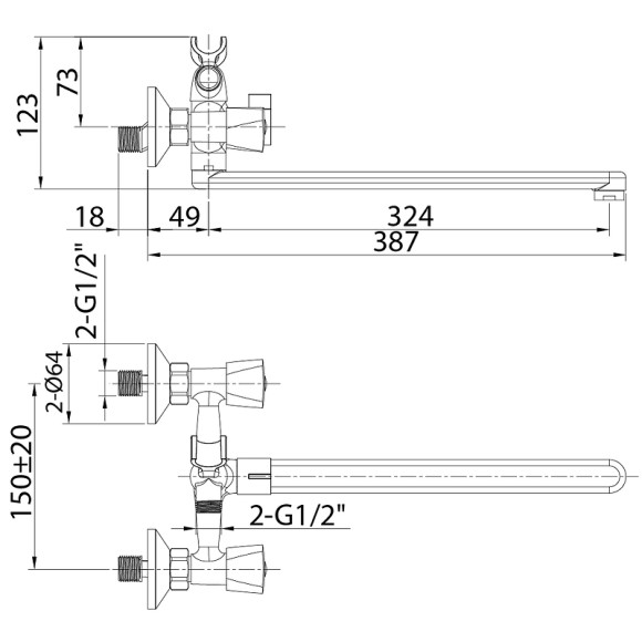 Смеситель для ванны Milardo Tring TRISBL2M10 универсальный Хром
