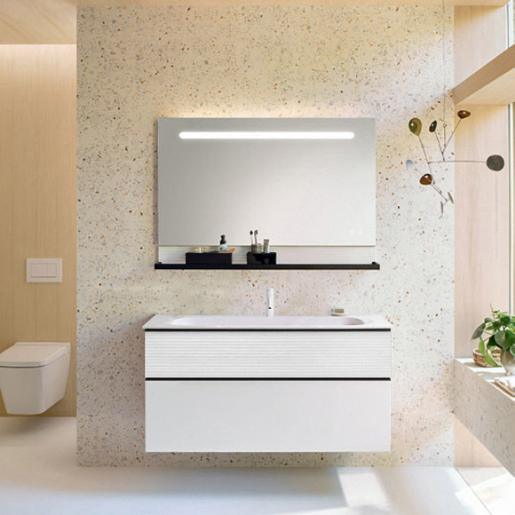 Тумба с раковиной Burgbad Fiumo 120 SFXN122F3956FOT2G0200C0001*1 подвесная Белая глянцевая