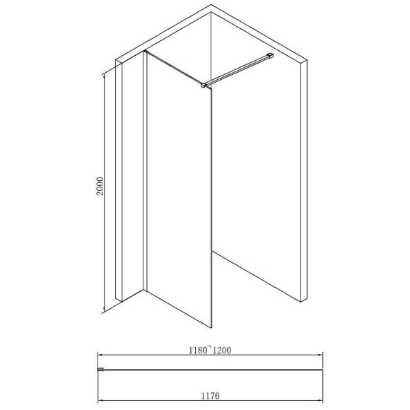 Душевая перегородка Abber AG61120B 120x200 профиль Черный стекло прозрачное Душевая перегородка Abber AG61120B 120x200 профиль Черный стекло прозрачное
