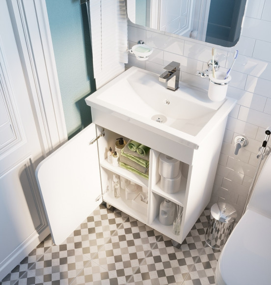 Тумба под раковину 1MarKa Nuvo 70 У76056 Белая глянцевая