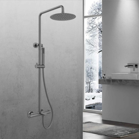 Душевая система Vincea Vogue VSFS-1V1TGM с термостатом Вороненая сталь