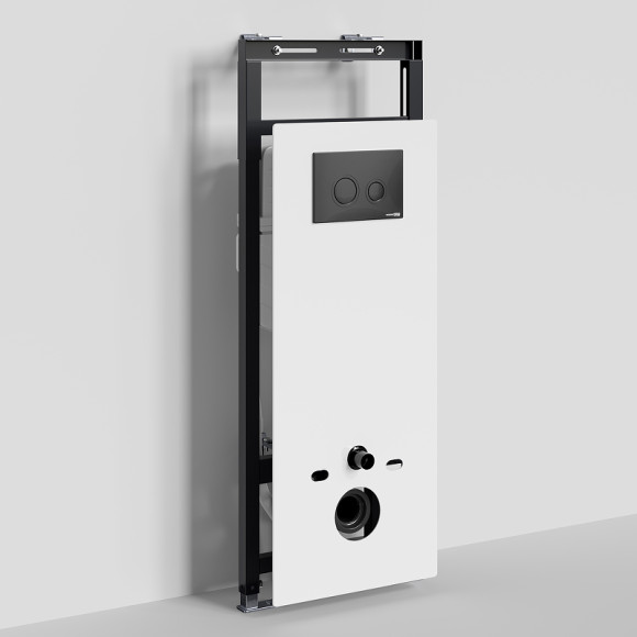 Инсталляция WasserKRAFT Salm 27TLT.010.ME.WH.MB01 для унитаза Белое стекло с Черной матовой клавишей смыва Инсталляция WasserKRAFT Salm 27TLT.010.ME.WH.MB01 для унитаза Белое стекло с Черной матовой клавишей смыва