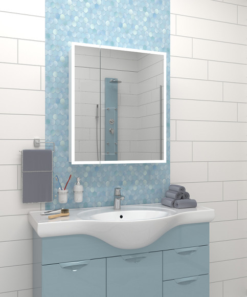 Зеркальный шкаф Континент Reflex LED 70 МВК026 с подсветкой Белый Зеркальный шкаф Континент Reflex LED 70 МВК026 с подсветкой Белый