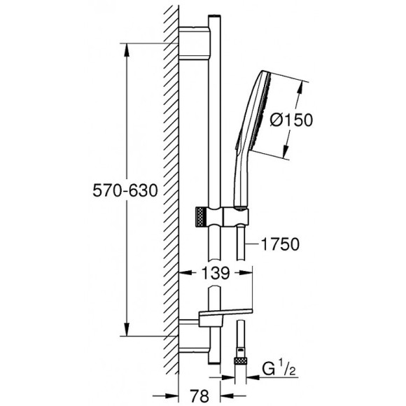 Душевой гарнитур Grohe Rainshower SmartActive 26591000 Хром Душевой гарнитур Grohe Rainshower SmartActive 26591000 Хром
