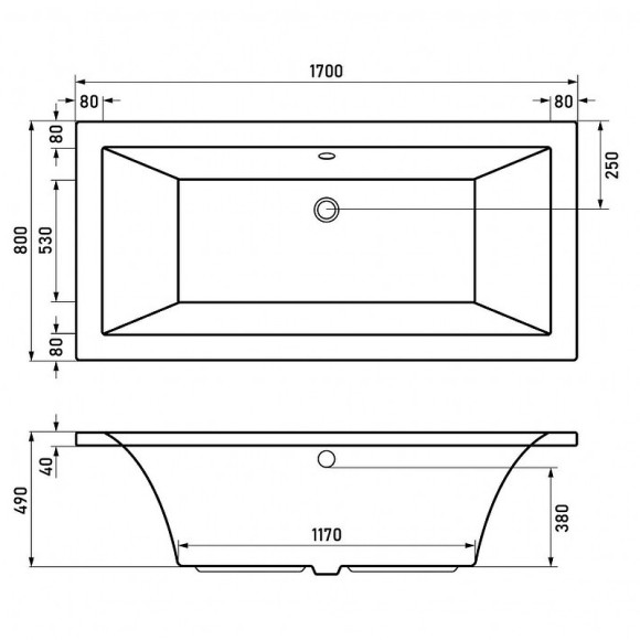 Акриловая ванна Berges Tari 170x80 050028 без гидромассажа