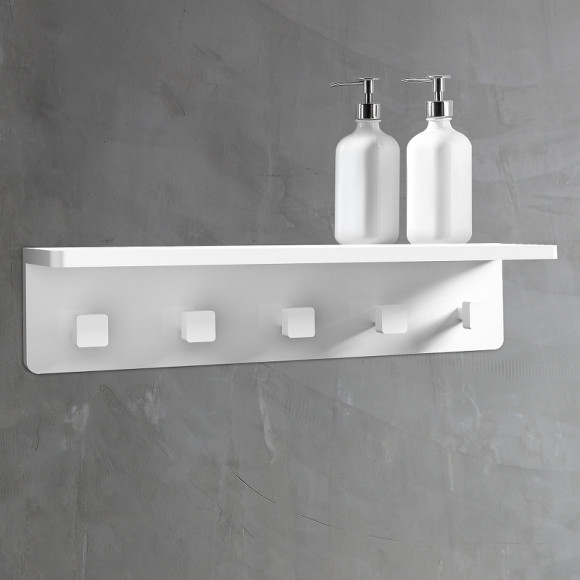 Вешалка для полотенец Abber Stein AS1651 с полкой Белая Вешалка для полотенец Abber Stein AS1651 с полкой Белая